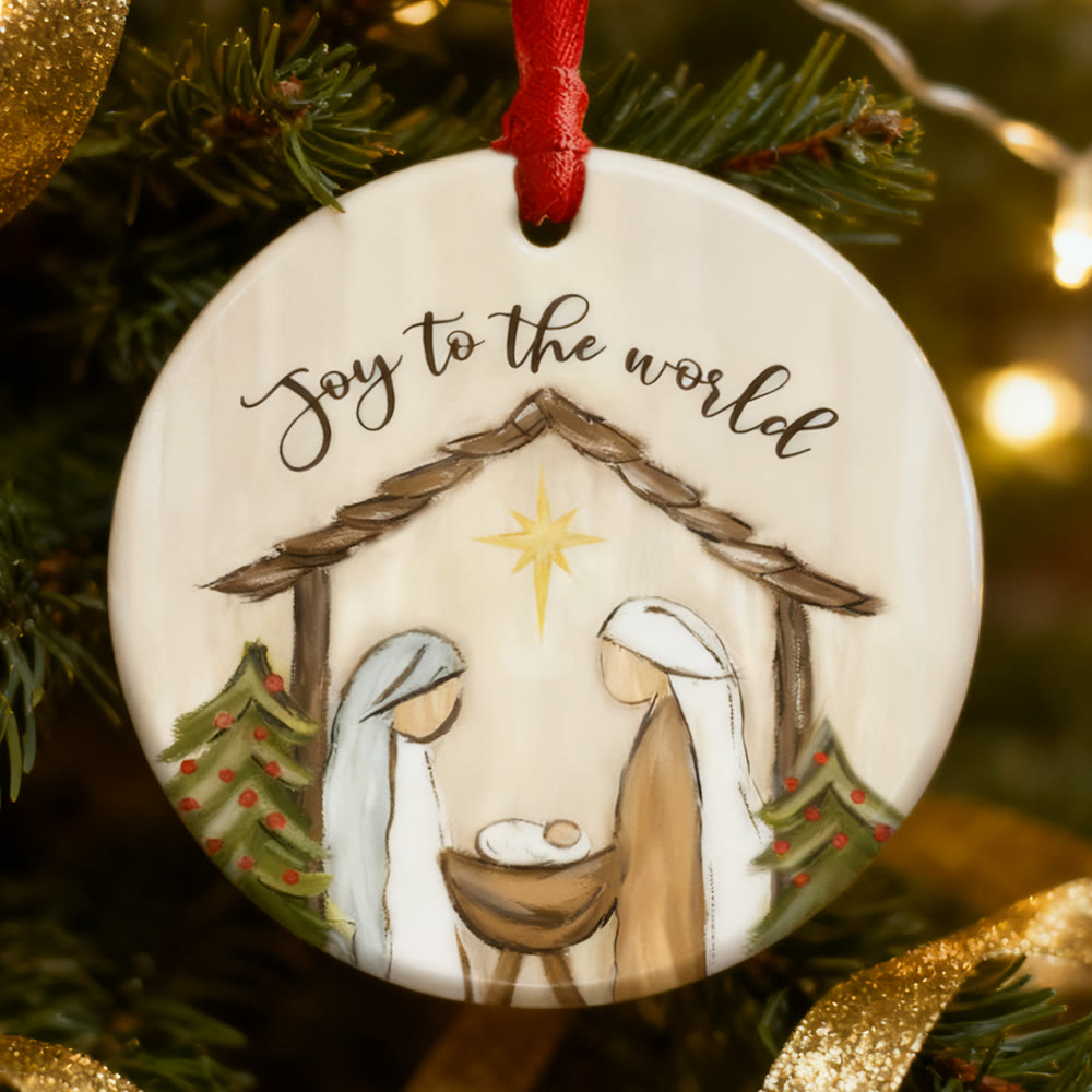 Christianartworkshop Gioia al mondo Decorazione della Natività: Promemoria di fede e allegria per gli alberi di Natale - image 3