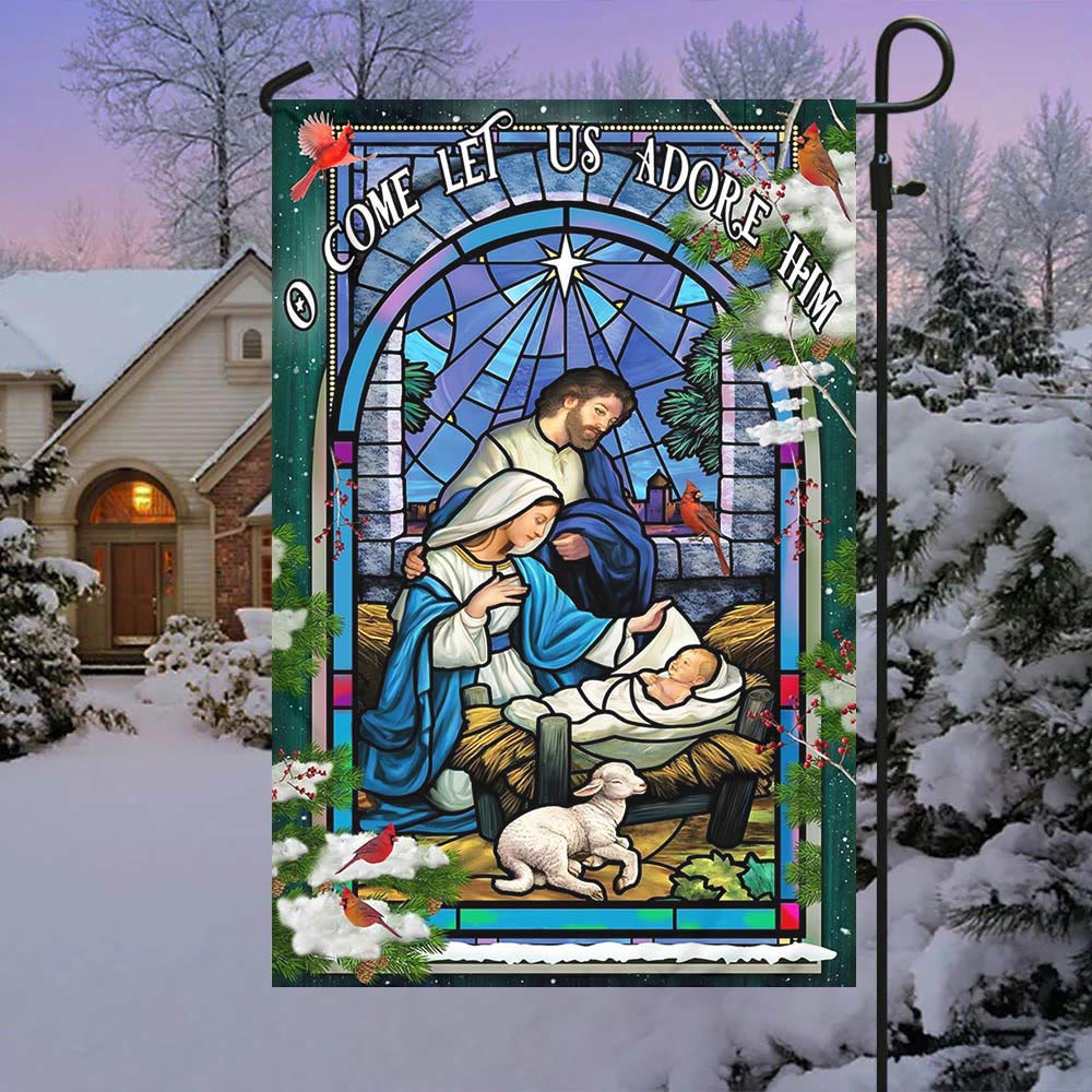 Bandiera da giardino con natività e pecore di Christianartworkshop: un delicato simbolo di grazia per i giardini delle feste - B - 90×150 cm (3×5 piedi) - image 6
