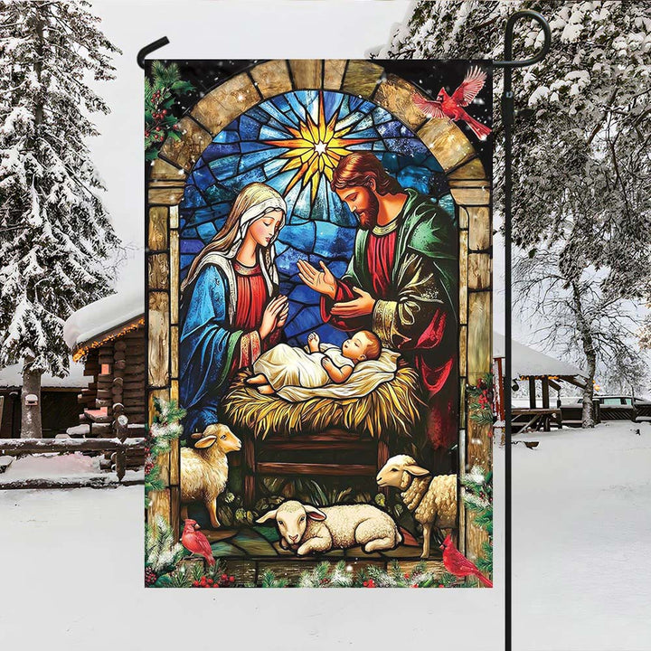 Bandiera da giardino con natività e pecore di Christianartworkshop: un delicato simbolo di grazia per i giardini delle feste - image 4