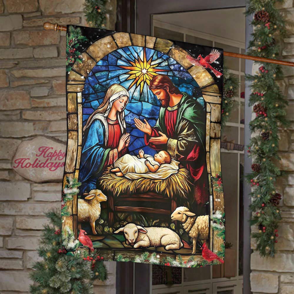 Bandiera da giardino con natività e pecore di Christianartworkshop: un delicato simbolo di grazia per i giardini delle feste - image 3