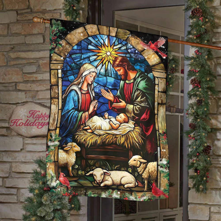 Bandiera da giardino con natività e pecore di Christianartworkshop: un delicato simbolo di grazia per i giardini delle feste - image 3