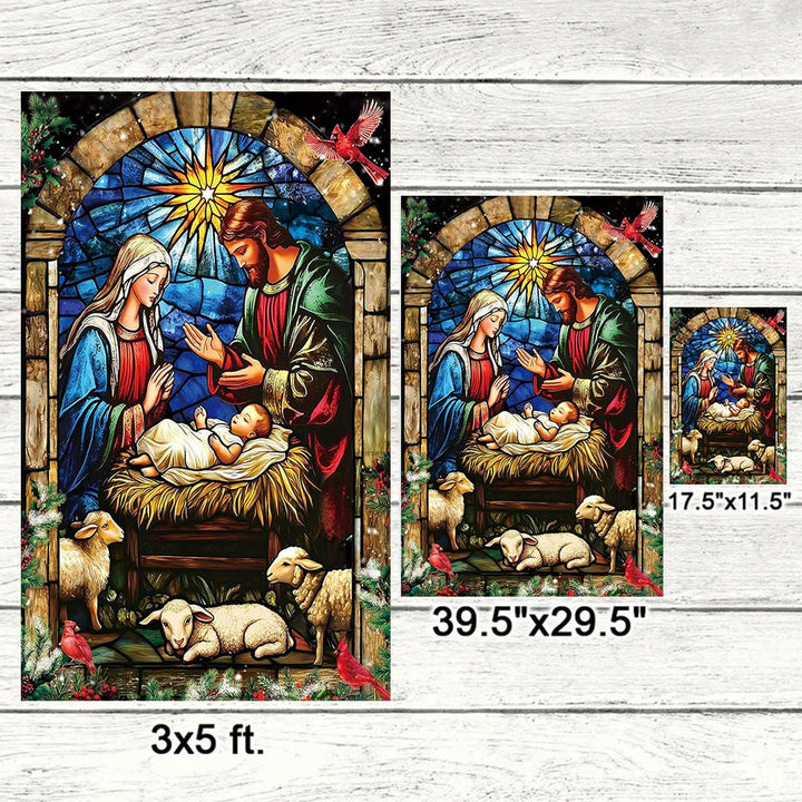 Bandiera da giardino con natività e pecore di Christianartworkshop: un delicato simbolo di grazia per i giardini delle feste - image 5