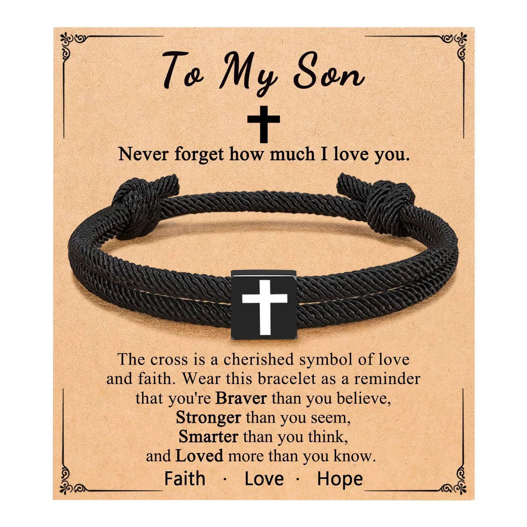 Christianartworkshop Milano Bracciale con croce in corda con buono regalo: benedizione premurosa per battesimo e traguardi - A mio figlio - image 17