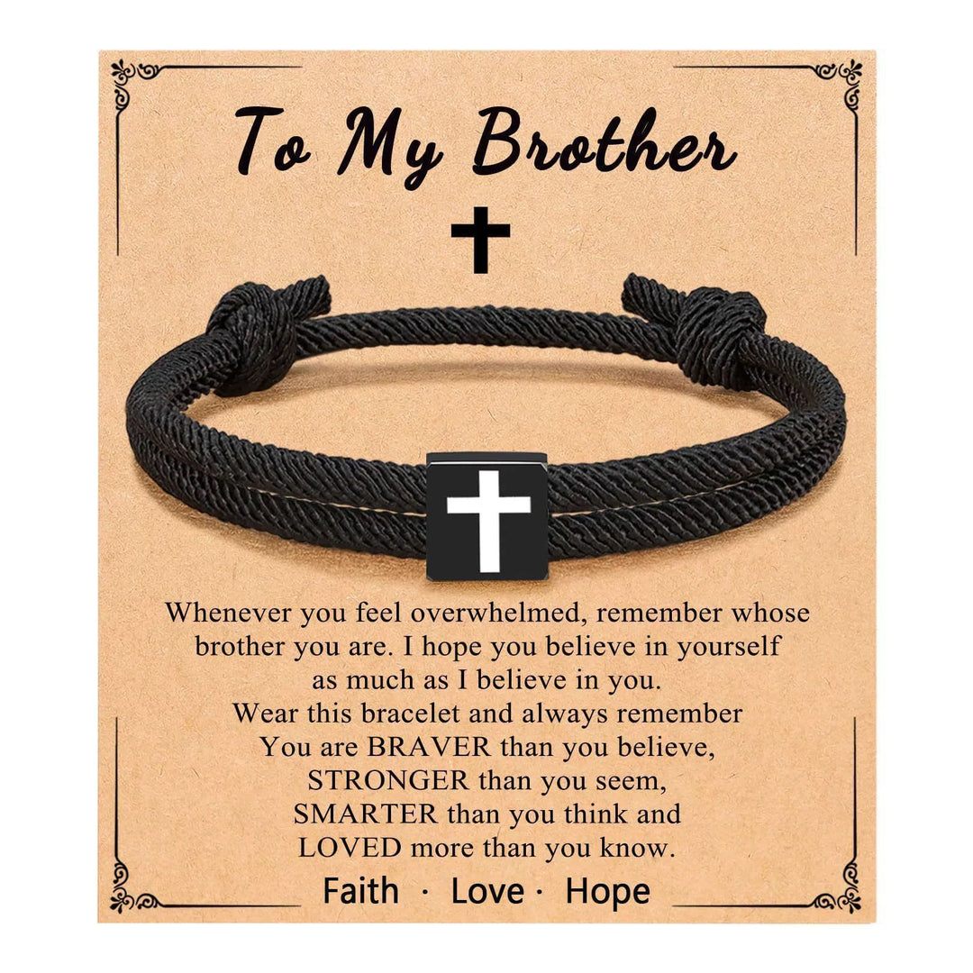 Christianartworkshop Milano Bracciale con croce in corda con buono regalo: benedizione premurosa per battesimo e traguardi - A mio fratello - image 19