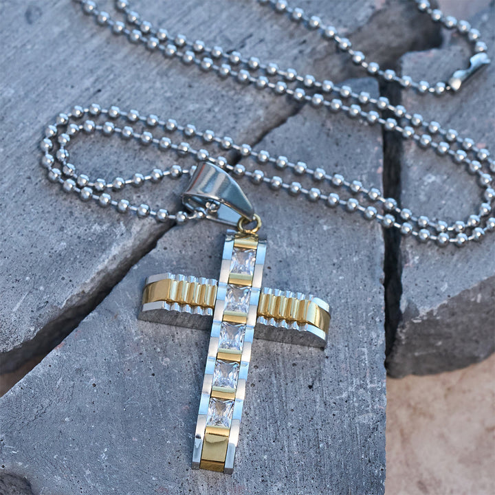 Collana con croce in lega di zirconi a 4 colori di Christianartworkshop: piccolo simbolo di fede quotidiana per uno stile personale - D'oro - image 9