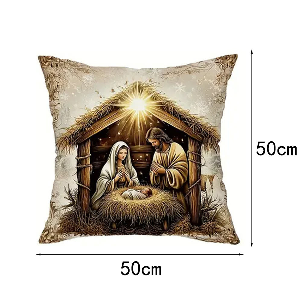 Cuscino a tema Natività Christianartworkshop da 4 pezzi: compagno silenzioso per le zone giorno - B - 19,7''*19,7''/50*50cm - image 11