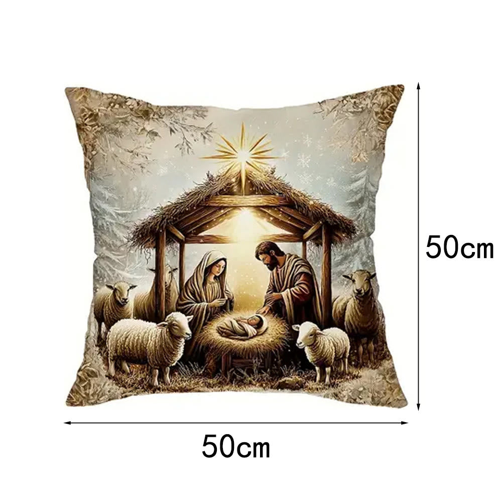 Cuscino a tema Natività Christianartworkshop da 4 pezzi: compagno silenzioso per le zone giorno - D - 19,7''*19,7''/50*50cm - image 17