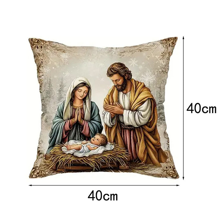 Cuscino a tema Natività Christianartworkshop da 4 pezzi: compagno silenzioso per le zone giorno - C - 15,7''*15,7''/40*40cm - image 12