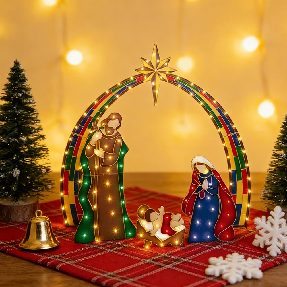 Christianartworkshop Serie di decorazioni luminose a forma di stella della Natività: Presenza divina e riverenza natalizia - Presepe - 2 - image 1