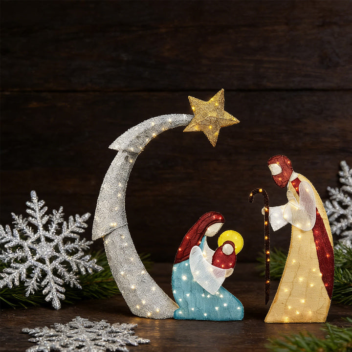 Christianartworkshop Serie di decorazioni luminose a forma di stella della Natività: Presenza divina e riverenza natalizia - Presepe - 3 - image 2