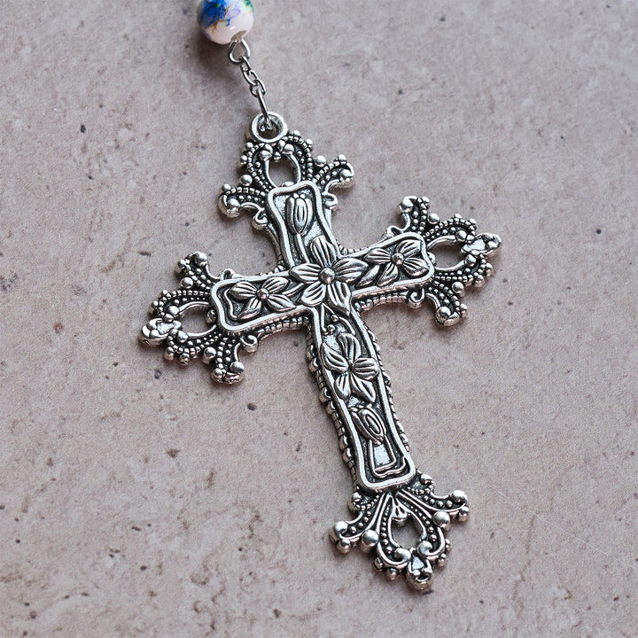 Christianartworkshop Rosario devozionale benedetto Aqua e bianco con ciondolo a forma di cuore della Madonna: unisci luce e fede - image 7
