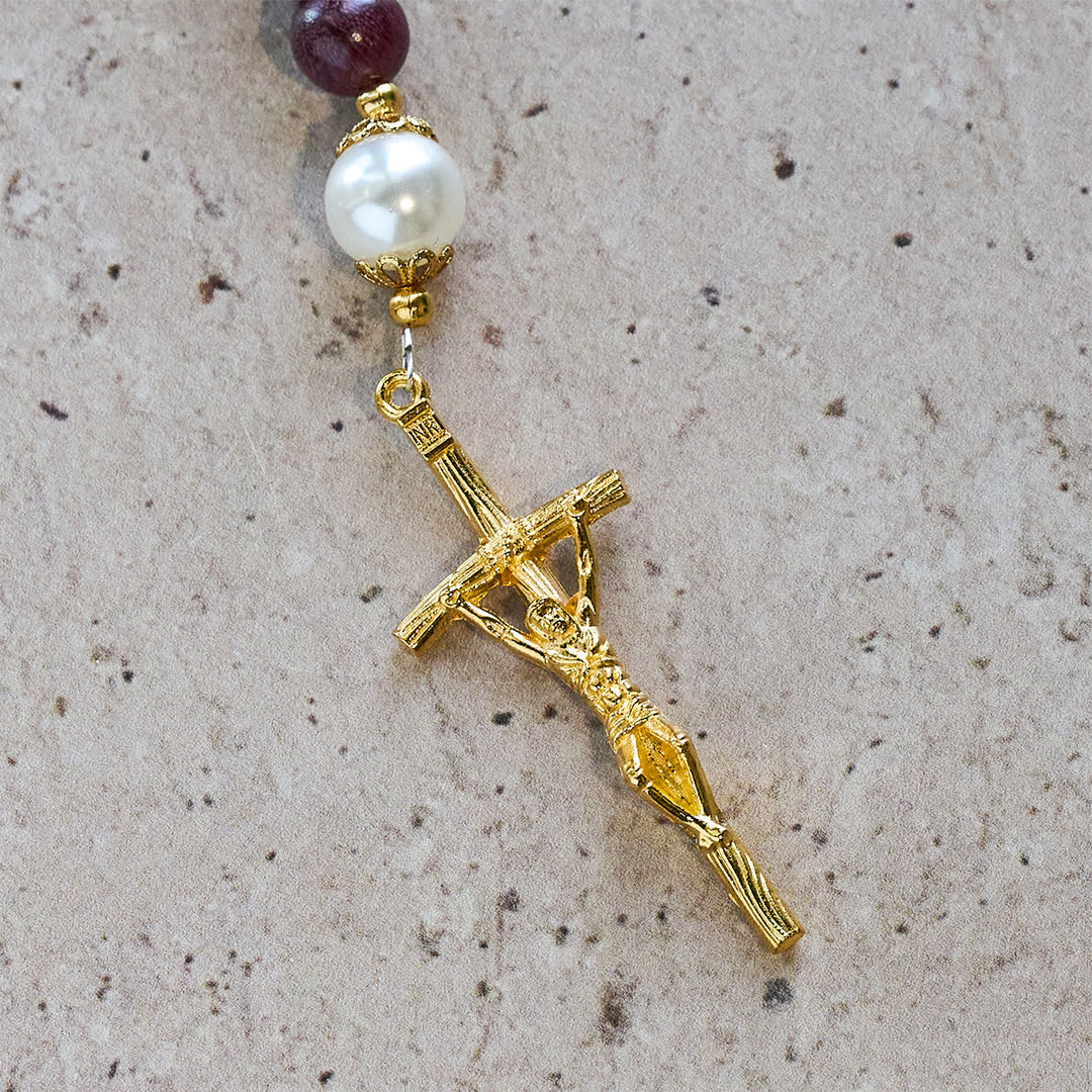 Christianartworkshop Elegante rosario devozionale in legno di perilla con Madonna e crocifisso - image 10