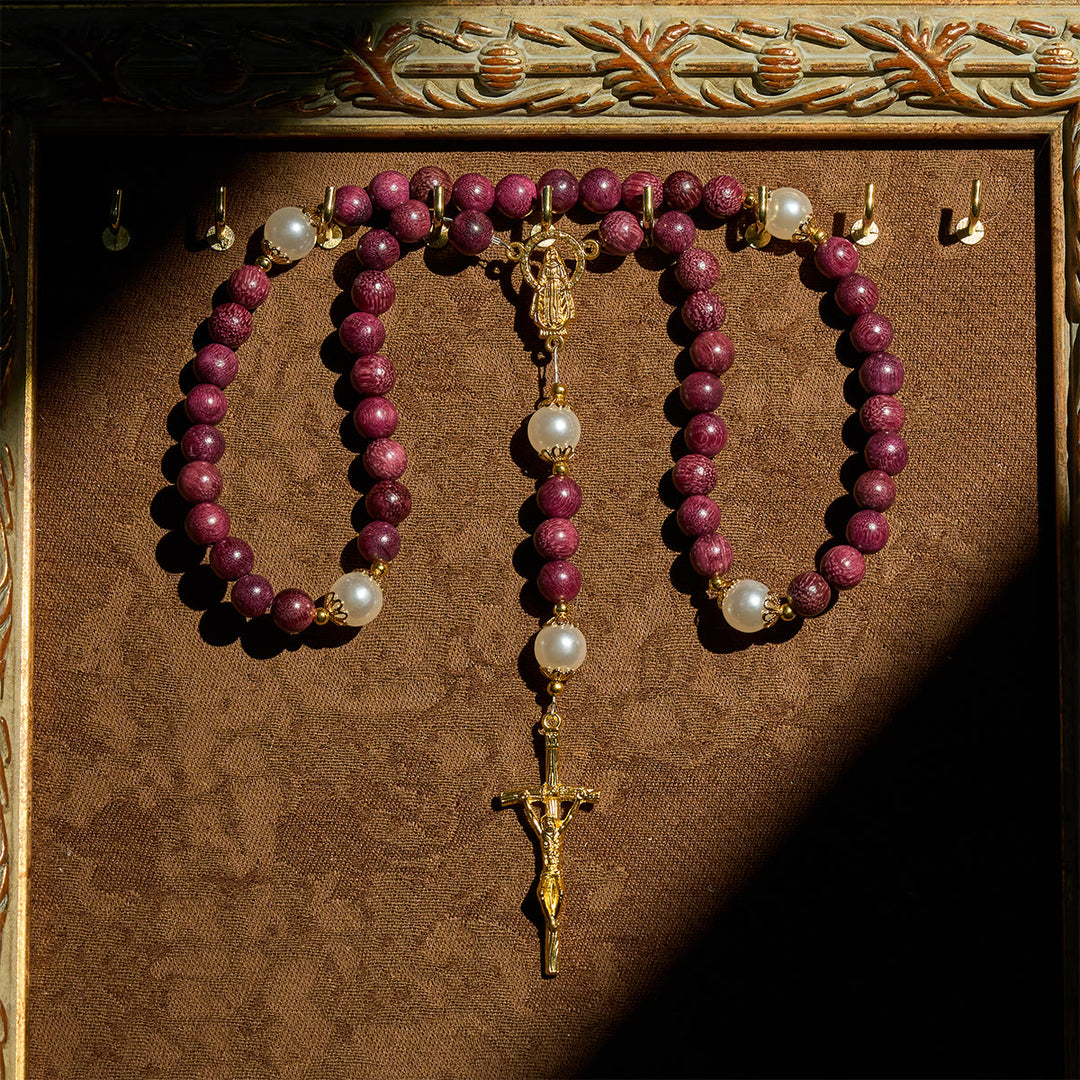 Christianartworkshop Elegante rosario devozionale in legno di perilla con Madonna e crocifisso - image 11