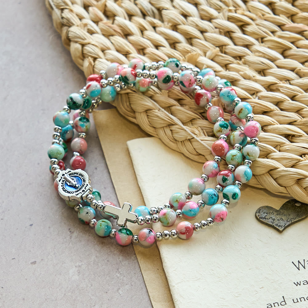 Bracciale rosario Christianartworkshop da 6 mm con luce UV pastello: tonalità pastello e devozione illuminata - image 1