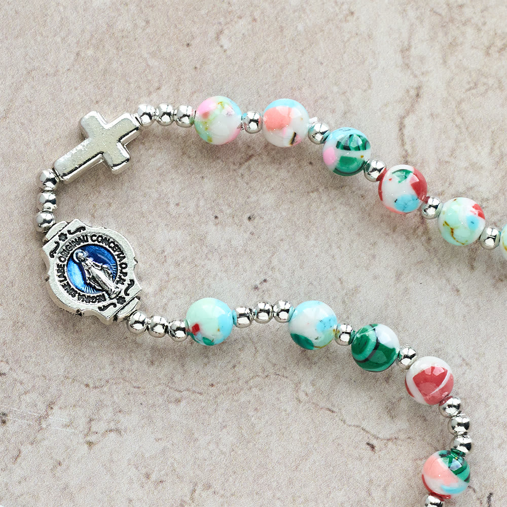 Bracciale rosario Christianartworkshop da 6 mm con luce UV pastello: tonalità pastello e devozione illuminata - image 9