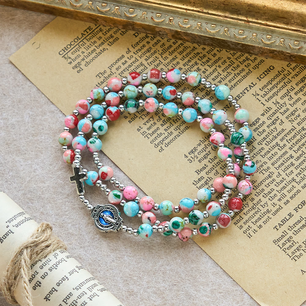 Bracciale rosario Christianartworkshop da 6 mm con luce UV pastello: tonalità pastello e devozione illuminata - image 2