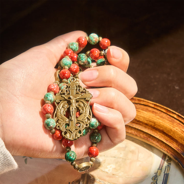 Christianartworkshop: rosario e bracciale in vetro con dipinti ad olio: promemoria di fede e grazia per momenti di raccoglimento. - image 6