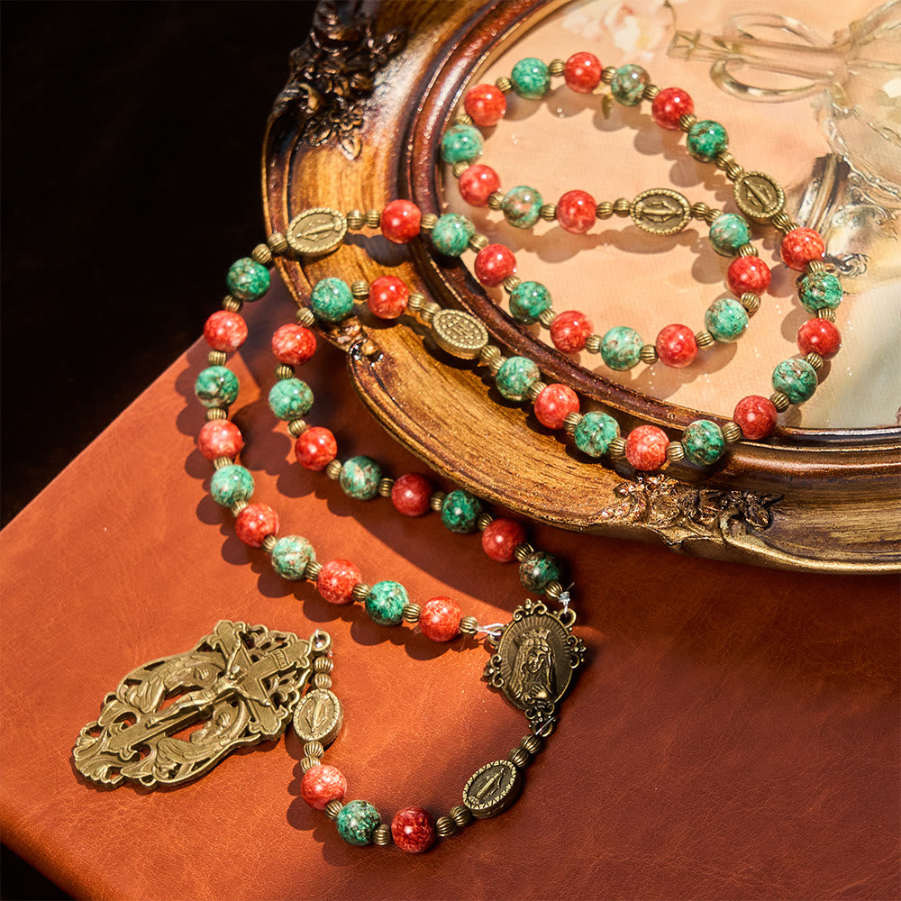 Christianartworkshop: rosario e bracciale in vetro con dipinti ad olio: promemoria di fede e grazia per momenti di raccoglimento. - image 5