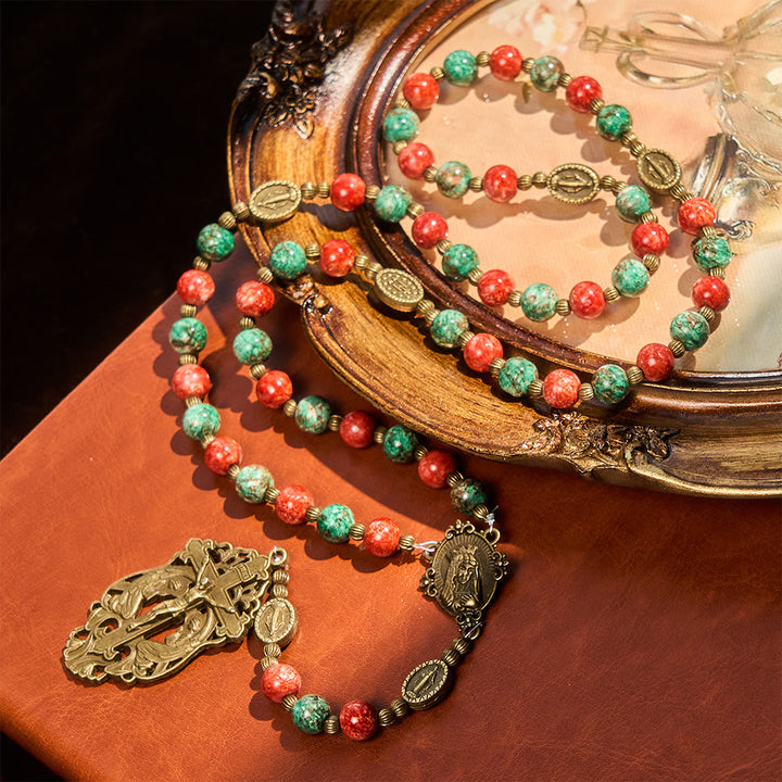Christianartworkshop: rosario e bracciale in vetro con dipinti ad olio: promemoria di fede e grazia per momenti di raccoglimento. - image 5