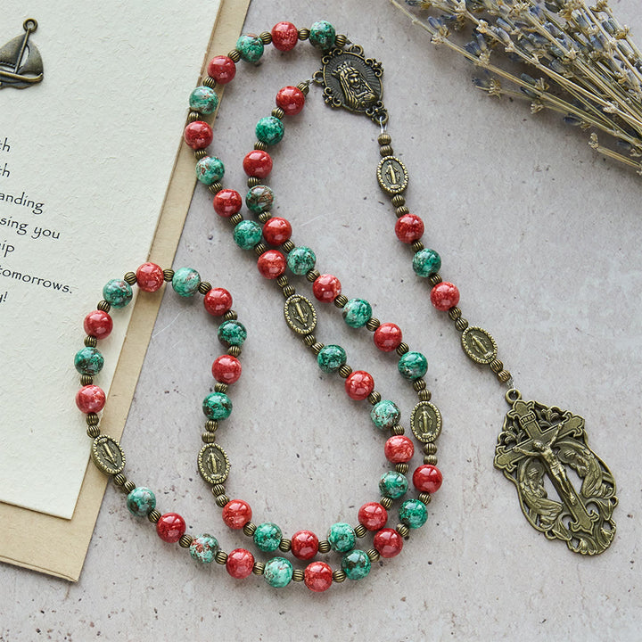 Christianartworkshop: rosario e bracciale in vetro con dipinti ad olio: promemoria di fede e grazia per momenti di raccoglimento. - image 2