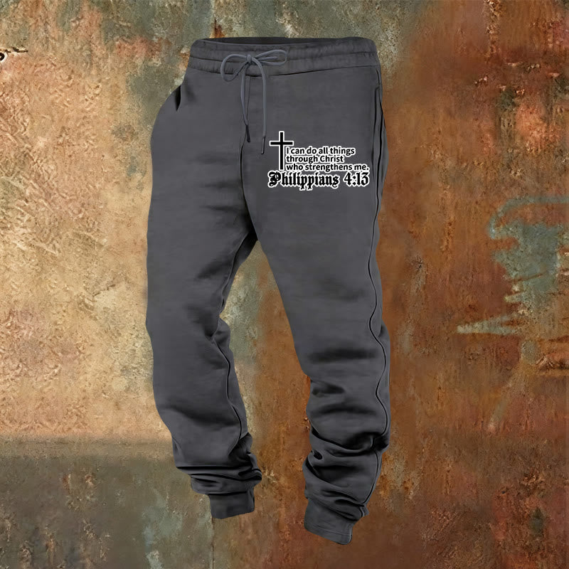 Christianartworkshop Filippesi 4:13 con pantaloni della tuta a croce: da indossare ogni giorno con fede silenziosa - Grigio caldo - 2XL - image 12