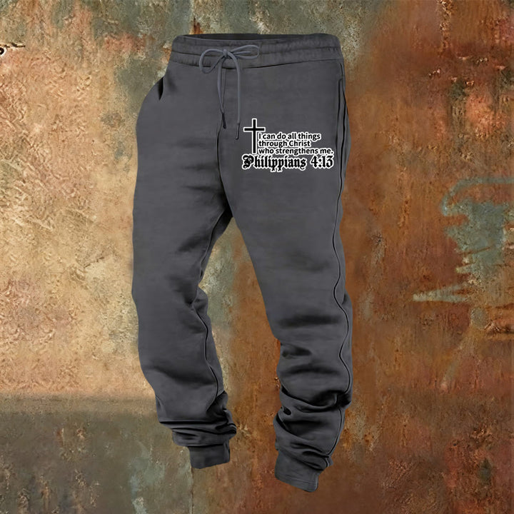 Christianartworkshop Filippesi 4:13 con pantaloni della tuta a croce: da indossare ogni giorno con fede silenziosa - Grigio caldo - 2XL - image 12