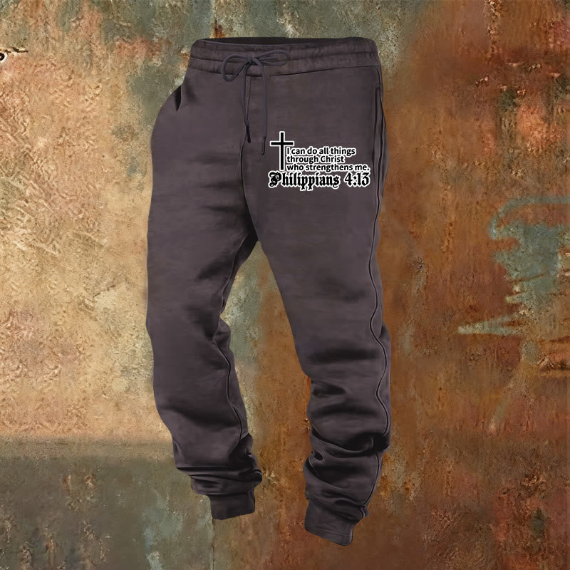 Christianartworkshop Filippesi 4:13 con pantaloni della tuta a croce: da indossare ogni giorno con fede silenziosa - Grigio scuro - 2XL - image 0