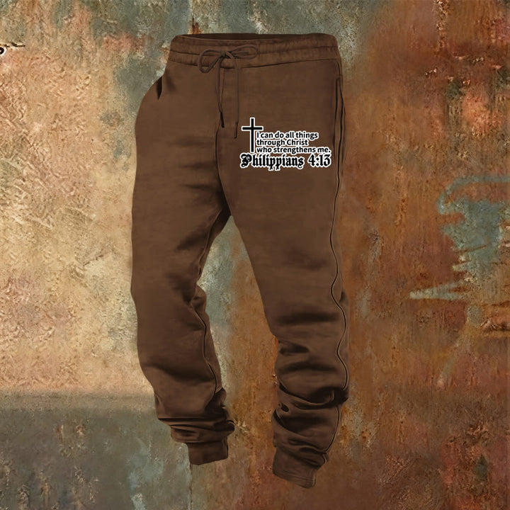 Christianartworkshop Filippesi 4:13 con pantaloni della tuta a croce: da indossare ogni giorno con fede silenziosa - Marrone - 2XL - image 8