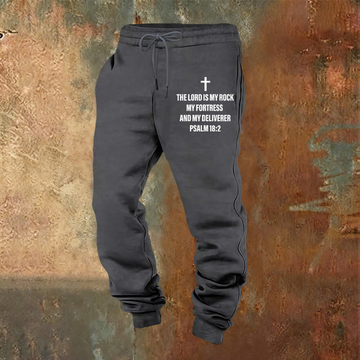 Christianartworkshop Salmo 18:2 con pantaloni della tuta a forma di croce: da indossare ogni giorno con fede incrollabile - Grigio caldo - 2XL - image 16
