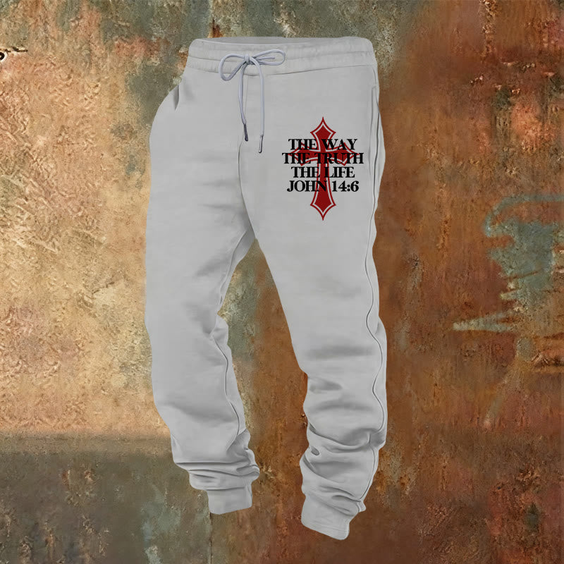 Pantaloni della tuta con croce di John Verse Christianartworkshop : ideali per la chiesa e per le giornate informali - Grigio chiaro - 2XL - image 12