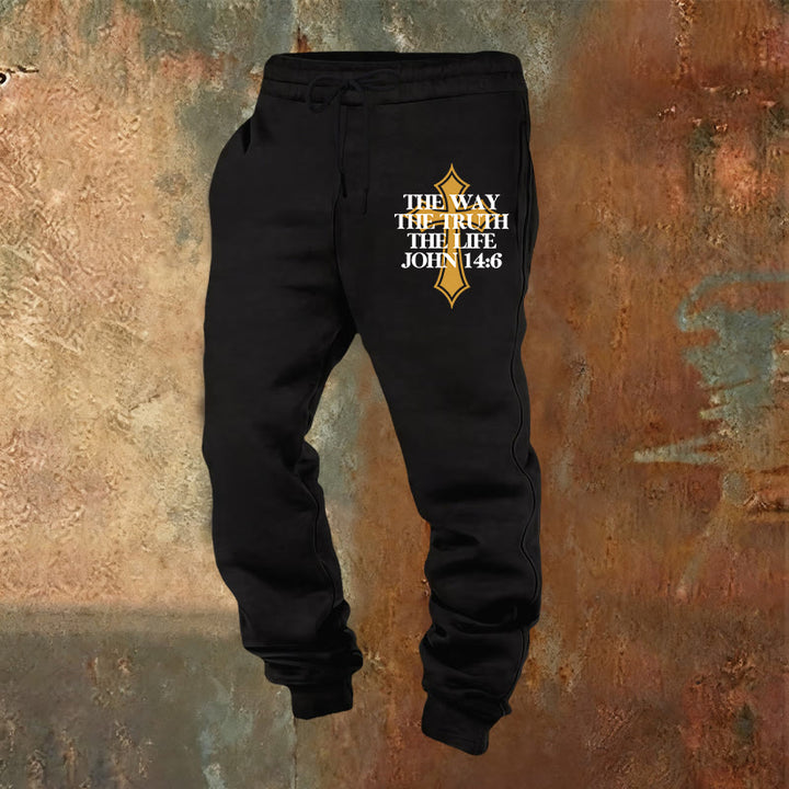Pantaloni della tuta con croce di John Verse Christianartworkshop : ideali per la chiesa e per le giornate informali - Nero - 2XL - image 0