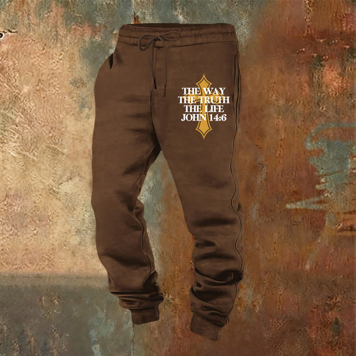 Pantaloni della tuta con croce di John Verse Christianartworkshop : ideali per la chiesa e per le giornate informali - Marrone - 2XL - image 16