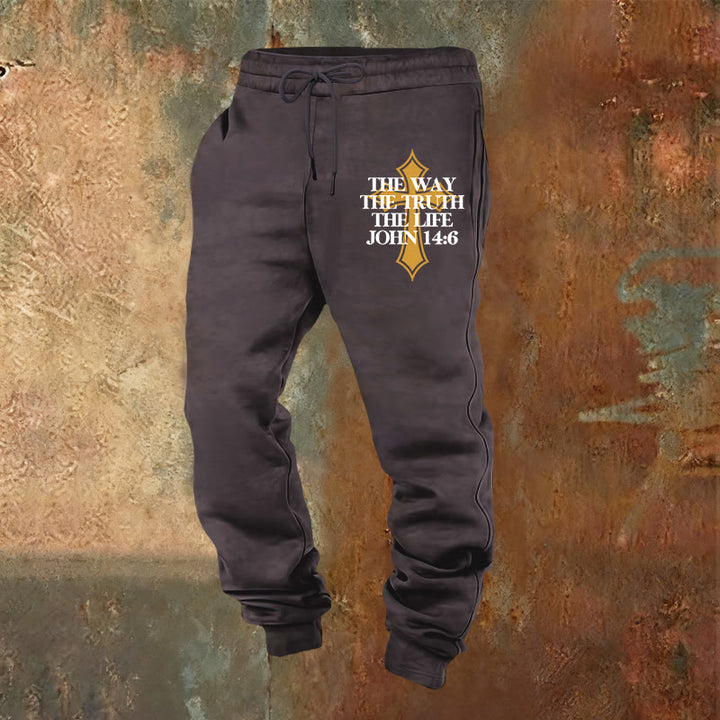 Pantaloni della tuta con croce di John Verse Christianartworkshop : ideali per la chiesa e per le giornate informali - Grigio scuro - 2XL - image 8