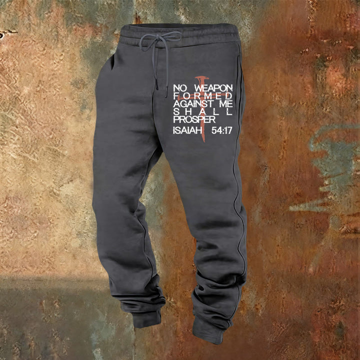 Christianartworkshop Isaia 54:17 Pantaloni della tuta: fedeli compagni per le routine quotidiane - Grigio caldo - 2XL - image 0