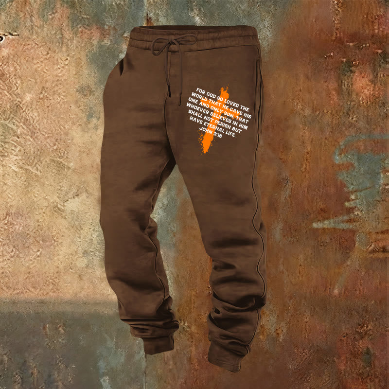 Christianartworkshop Pantaloni della tuta Giovanni 3:16: da indossare ogni giorno con fede gentile - Marrone - 2XL - image 0
