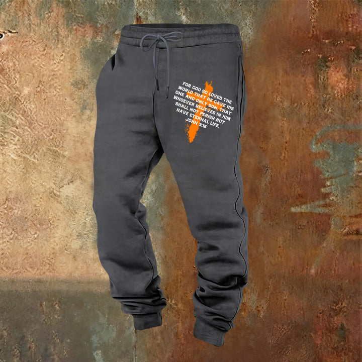 Christianartworkshop Pantaloni della tuta Giovanni 3:16: da indossare ogni giorno con fede gentile - Grigio caldo - 2XL - image 4