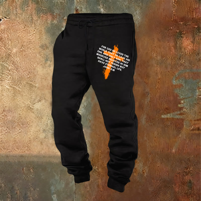 Christianartworkshop Pantaloni della tuta Giovanni 3:16: da indossare ogni giorno con fede gentile - Nero - 2XL - image 8