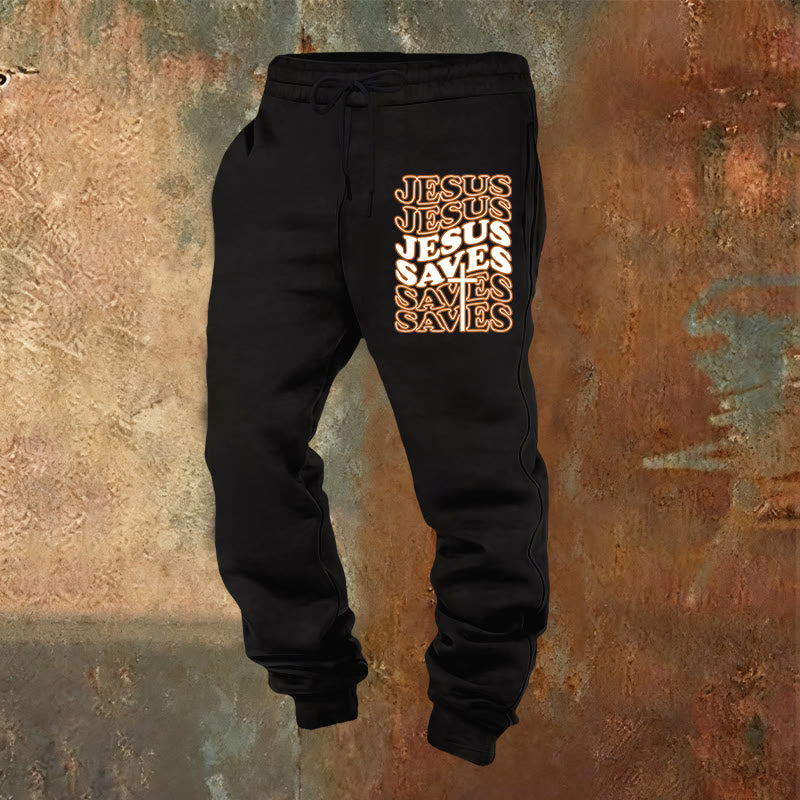 Christianartworkshop Gesù salva i pantaloni della tuta: conforto quotidiano avvolto nella devozione - Nero - 2XL - image 12