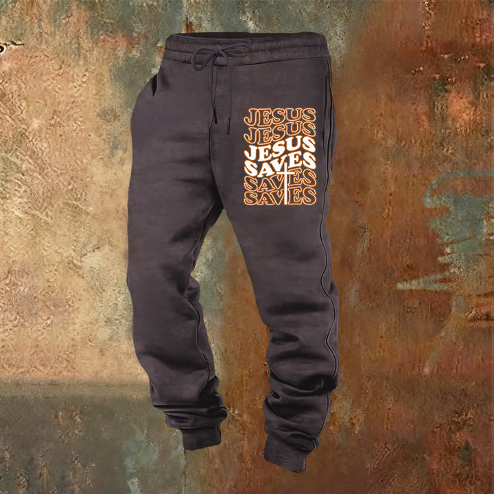 Christianartworkshop Gesù salva i pantaloni della tuta: conforto quotidiano avvolto nella devozione - Grigio scuro - 2XL - image 20