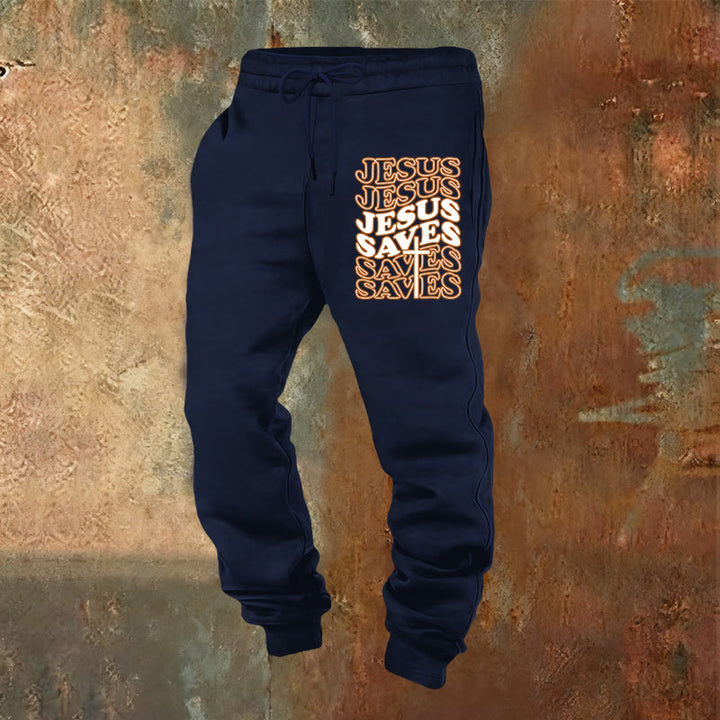 Christianartworkshop Gesù salva i pantaloni della tuta: conforto quotidiano avvolto nella devozione - Blu navy - 2XL - image 16