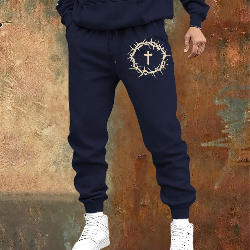 Pantaloni della tuta con corona di spine e croce Christianartworkshop : comfort intrecciato con grazia redentrice - image 21