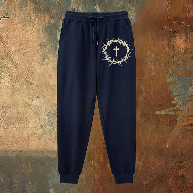 Pantaloni della tuta con corona di spine e croce Christianartworkshop : comfort intrecciato con grazia redentrice - image 22