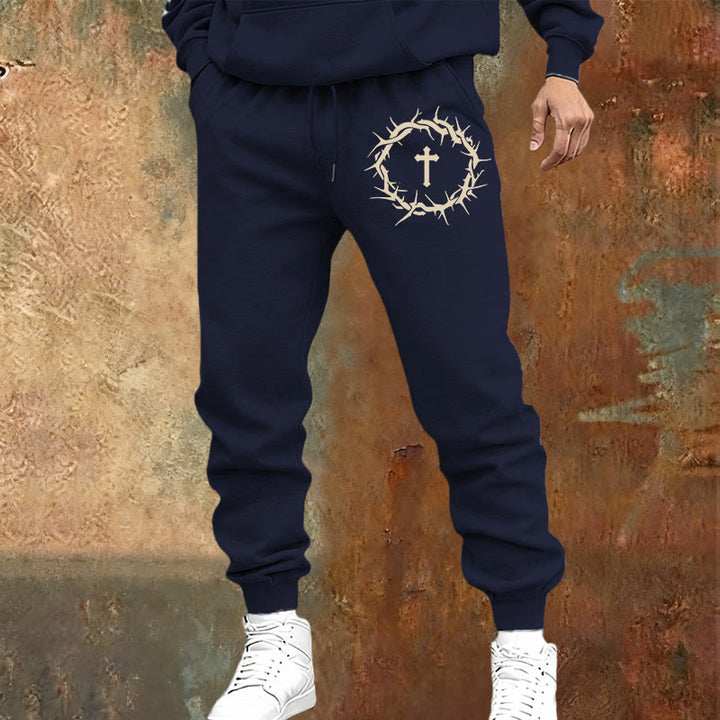 Pantaloni della tuta con corona di spine e croce Christianartworkshop : comfort intrecciato con grazia redentrice - image 21