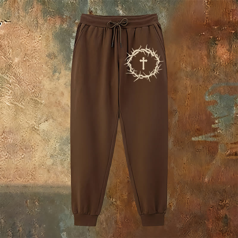 Pantaloni della tuta con corona di spine e croce Christianartworkshop : comfort intrecciato con grazia redentrice - image 10