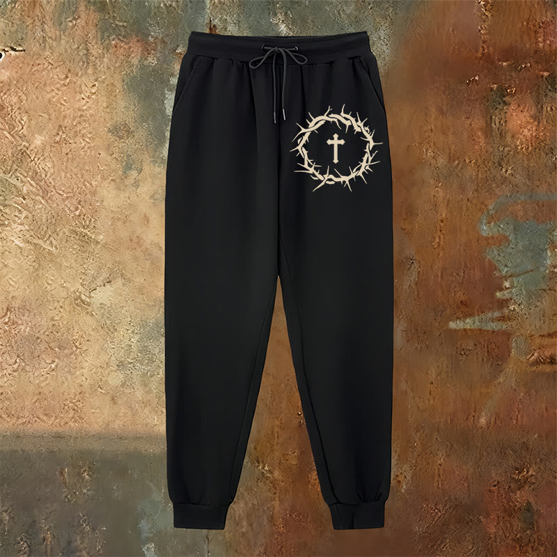 Pantaloni della tuta con corona di spine e croce Christianartworkshop : comfort intrecciato con grazia redentrice - image 18