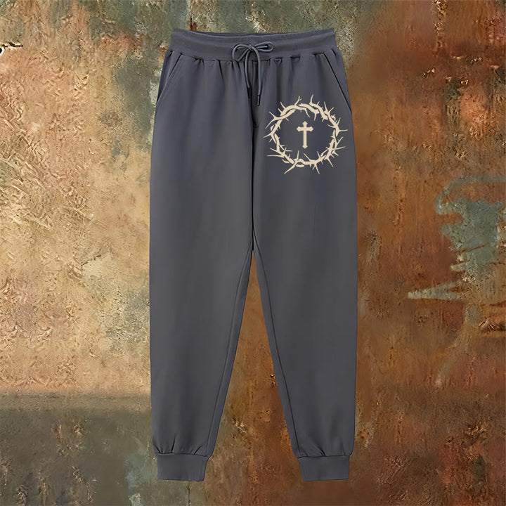 Pantaloni della tuta con corona di spine e croce Christianartworkshop : comfort intrecciato con grazia redentrice - image 14