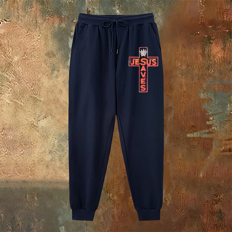 Christianartworkshop Croce e pantaloni della tuta "Gesù salva": abbigliamento quotidiano legato alla Sua promessa - image 2