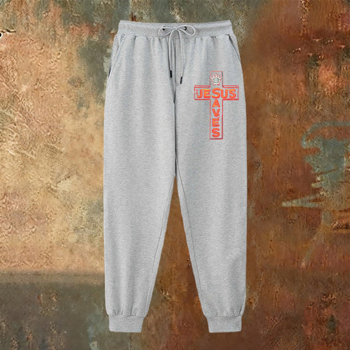 Christianartworkshop Croce e pantaloni della tuta "Gesù salva": abbigliamento quotidiano legato alla Sua promessa - image 10
