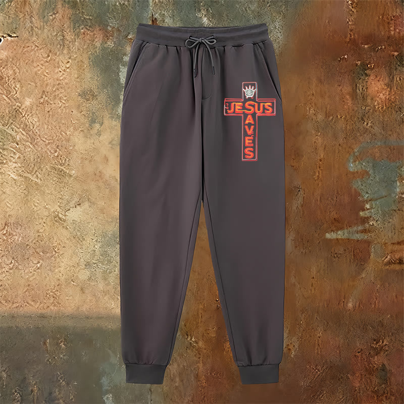 Christianartworkshop Croce e pantaloni della tuta "Gesù salva": abbigliamento quotidiano legato alla Sua promessa - image 6