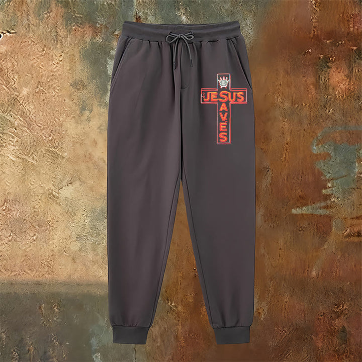 Christianartworkshop Croce e pantaloni della tuta "Gesù salva": abbigliamento quotidiano legato alla Sua promessa - image 6